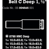 Wera Belt C Deep 1 doppenset, 1/2" dopsleutel Zwart, 6-delig