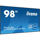 iiyama ProLite LH9852UHS-B3 97.5" 4K Ultra HD Public Display Zwart, VGA, DVI, HDMI, DisplayPort, Audio, Android