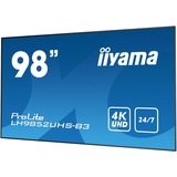 iiyama ProLite LH9852UHS-B3 97.5" 4K Ultra HD Public Display Zwart, VGA, DVI, HDMI, DisplayPort, Audio, Android