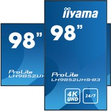 iiyama ProLite LH9852UHS-B3 97.5" 4K Ultra HD Public Display Zwart, VGA, DVI, HDMI, DisplayPort, Audio, Android