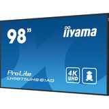 iiyama ProLite LH9875UHS-B1AG 98" 4K Ultra HD Public Display Zwart (mat), 3x HDMI, 1x DisplayPort, 1x VGA, 1x DVI, Sound, WLAN