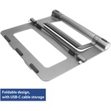 ACT Connectivity Laptopstandaard met afneembaar USB-C docking station Aluminium/grijs