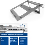 ACT Connectivity Laptopstandaard met afneembaar USB-C docking station Aluminium/grijs