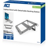 ACT Connectivity Laptopstandaard met afneembaar USB-C docking station Aluminium/grijs