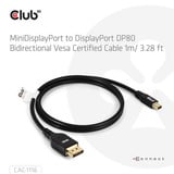 Club 3D MiniDisplayPort naar DisplayPort DP80 bidirectioneel adapter Zwart, 1 meter, Vesa-gecertificeerd