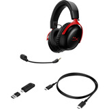 HyperX Cloud III S Wireless over-ear gaming headset Zwart/rood, Pc, PlayStation 5, Nintendo Switch