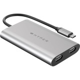 Hyper HyperDrive Dual 4K HDMI Adapter Grijs