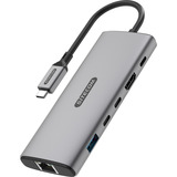 Sitecom 6 in 1 USB-C Power Delivery Multiport Adapter dockingstation Grijs
