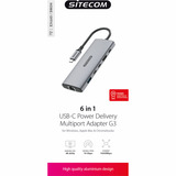 Sitecom 6 in 1 USB-C Power Delivery Multiport Adapter dockingstation Grijs