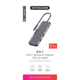 Sitecom 8 in 1 USB-C Power Delivery Multiport dockingstation Zwart