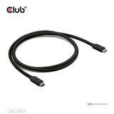 Club 3D Gecertificeerde Thunderbolt 5 kabel Zwart, 1 meter, 240 W