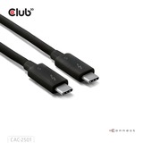 Club 3D Gecertificeerde Thunderbolt 5 kabel Zwart, 1 meter, 240 W