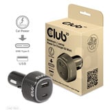 Club 3D Notebook / Laptop autolader 63 Watt Zwart, 1x USB-A, 1x USB-C