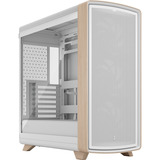 Fractal Design Summit Chalk White TG midi tower behuizing Wit/houtkleur | 2x USB-A | 1x USB-C | Tempered Glass