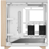 Fractal Design Summit Chalk White TG midi tower behuizing Wit/houtkleur | 2x USB-A | 1x USB-C | Tempered Glass