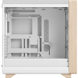 Fractal Design Summit Chalk White TG midi tower behuizing Wit/houtkleur | 2x USB-A | 1x USB-C | Tempered Glass