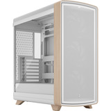 Fractal Design Summit Chalk White TG midi tower behuizing Wit/houtkleur | 2x USB-A | 1x USB-C | Tempered Glass