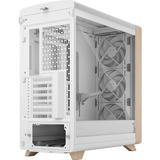 Fractal Design Summit Chalk White TG midi tower behuizing Wit/houtkleur | 2x USB-A | 1x USB-C | Tempered Glass