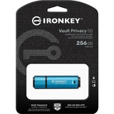Kingston IronKey Vault Privacy 50 256 GB usb-stick Lichtblauw/zwart, USB-A 3.2 Gen 1 (5 Gbit/s)