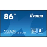 iiyama ProLite LH8675UHS-B1AG 85.6" 4K Ultra HD Public Display Zwart, HDMI, DisplayPort, LAN, WiFi, USB, Audio, Android