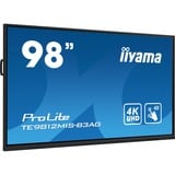 iiyama Prolite TE9812MIS-B3AG 97.5" 4K Ultra HD Public Display Zwart, 4K UHD, Touch, WiFi, VGA, HDMI, USB-C, LAN, Audio