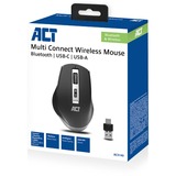 ACT Connectivity Draadloze Multi-Connect Muis 2400 DPI Zwart, 600 - 2400 DPI, Bluetooth, Draadloos 2.4 Ghz