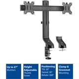 ACT Connectivity Monitorarm office, op voet met gasveer, crossbar, 2 schermen Zwart