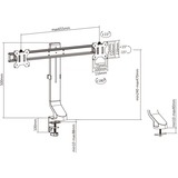 ACT Connectivity Monitorarm office, op voet met gasveer, crossbar, 2 schermen Zwart