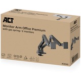 ACT Connectivity Monitorarm office premium, gasveer, 2 monitoren Zwart