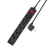 ACT Connectivity Stekkerdoos met lichtgevende schakelaar, 6 sockets, 3 m, zwart Zwart