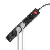 ACT Connectivity Stekkerdoos met lichtgevende schakelaar, 6 sockets, 3 m, zwart Zwart