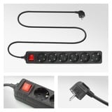 ACT Connectivity Stekkerdoos met lichtgevende schakelaar, 6 sockets, 3 m, zwart Zwart