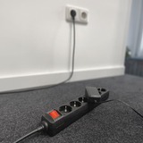 ACT Connectivity Stekkerdoos met lichtgevende schakelaar, 6 sockets, 3 m, zwart Zwart