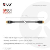 Club 3D Gecertificeerde DisplayPort 2.1 kabel Zwart, 2 meter, 10K