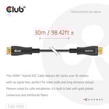 Club 3D HDMI Hybrid AOC Cable 8K60Hz/4K120Hz, 30 m kabel Zwart