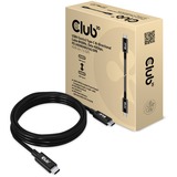 Club 3D USB4-C Gen2x2 Bi-Directional kabel Zwart, 2 meter, 8K 60Hz, 40Gbps, PD 240W(48V/5A) EPR