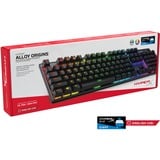 HyperX Alloy Origins, gaming toetsenbord Zwart, US lay-out, HyperX Blue, RGB led