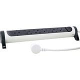 Legrand Monteerbare en draaibare meervoudige premium contactdoos stekkerdoos Wit (mat)/zwart (mat), 6-voudig, 3 meter snoer