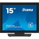 iiyama ProLite T1532MSC-B1S 15" touchscreen monitor Zwart (mat), VGA, HDMI, DisplayPort, Audio 