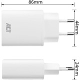 ACT Connectivity Compacte USB-C Lader 20W voor snel opladen Wit