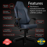 Arozzi Primo - Full Premium Leather - Ocean gamestoel Blauwgrijs