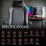 Arozzi Primo - Full Premium Leather - Ocean gamestoel Blauwgrijs