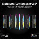 Corsair Vengeance RGB 32 GB DDR5-6000 (2x 16 GB) werkgeheugen Zwart, CMH32GX5M2D6000Z38, XMP, EXPO