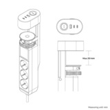 Neomounts DS22-840BL6 Bureaucontactdoos met klem en USB-C en USB-A poorten - Quick-charge 3-voudige stekkerdoos met usb Zwart, 3x stekker, 2x USB-C, 1x USB-A