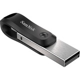 SanDisk iXpand Go 64 GB usb-stick Zwart/zilver, USB-A 3.2 Gen 1, Apple Lightning Connector
