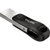 SanDisk iXpand Go 64 GB usb-stick Zwart/zilver, USB-A 3.2 Gen 1, Apple Lightning Connector