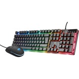 Trust GXT 838 Azor Keyboard and Mouse Set, Desktopset Zwart, US lay-out, RGB leds, 800 - 3000 dpi