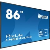 iiyama LH8642UHS-B3 86" 4K Ultra HD Public Display Zwart, 4K UHD, HDMI, VGA, DisplayPort, USB, Audio, Android 