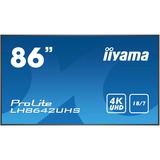 iiyama LH8642UHS-B3 86" 4K Ultra HD Public Display Zwart, 4K UHD, HDMI, VGA, DisplayPort, USB, Audio, Android 