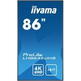 iiyama LH8642UHS-B3 86" 4K Ultra HD Public Display Zwart, 4K UHD, HDMI, VGA, DisplayPort, USB, Audio, Android 
